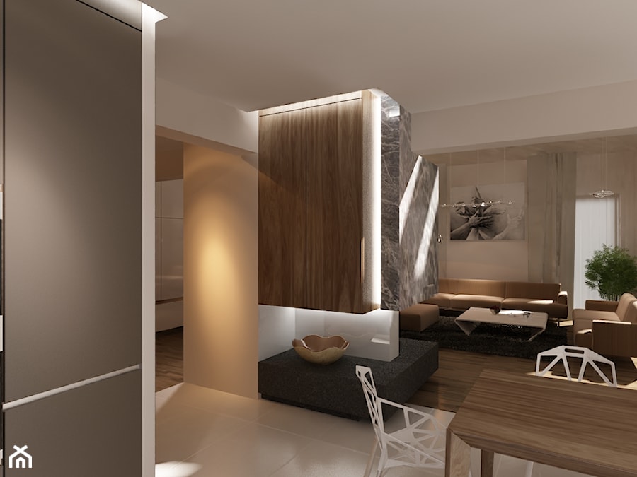Duża szara jadalnia w salonie, styl nowoczesny - zdjęcie od New Concept Design