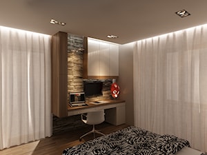 sypialnia - Średnia beżowa z biurkiem sypialnia, styl nowoczesny - zdjęcie od New Concept Design