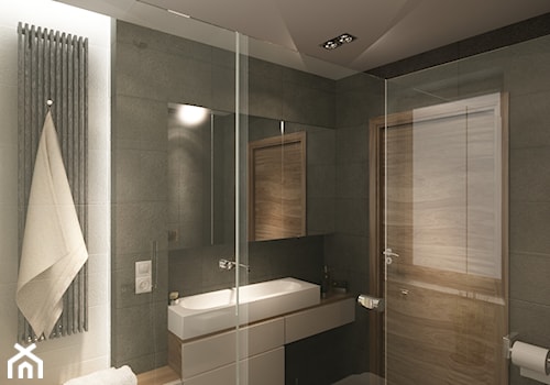 Przy Arenie - Mała na poddaszu bez okna z lustrem łazienka, styl nowoczesny - zdjęcie od New Concept Design