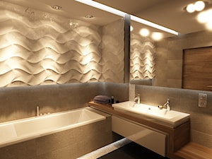 Pod Warszawą - Średnia bez okna z dwoma umywalkami z punktowym oświetleniem łazienka, styl nowoczesny - zdjęcie od New Concept Design