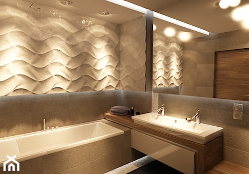Pod Warszawą - Średnia bez okna z dwoma umywalkami z punktowym oświetleniem łazienka, styl nowoczesny - zdjęcie od New Concept Design