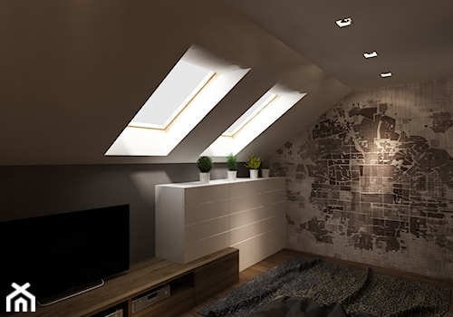 Dom w Myszkowie - Średnia szara sypialnia na poddaszu, styl nowoczesny - zdjęcie od New Concept Design