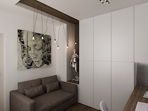 Dom w Myszkowie - Małe w osobnym pomieszczeniu z sofą z zabudowanym biurkiem białe biuro, styl nowoczesny - zdjęcie od New Concept Design