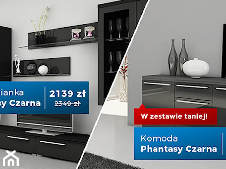 Aranżacje wnętrz - Salon: Czarna meblościanka Phantasy + komoda - aaaameble. Przeglądaj, dodawaj i zapisuj najlepsze zdjęcia, pomysły i inspiracje designerskie. W bazie mamy już prawie milion fotografii!