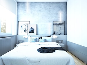 APARTAMENT BEMA - Mała biała szara sypialnia, styl minimalistyczny - zdjęcie od NA NO WO ARCHITEKCI
