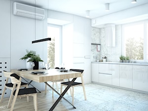 APARTAMENT BEMA - Średnia biała jadalnia w kuchni, styl nowoczesny - zdjęcie od NA NO WO ARCHITEKCI