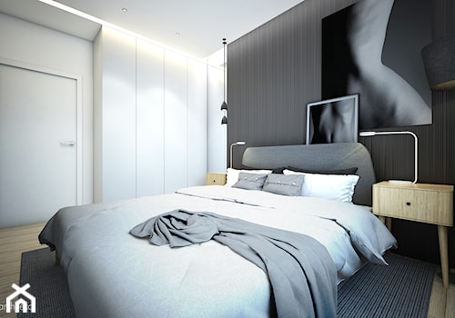 GRAWERSKA WNĘTRZA - Średnia biała szara sypialnia, styl nowoczesny - zdjęcie od NA NO WO ARCHITEKCI