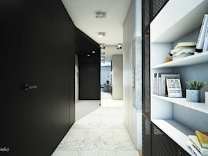 APARTAMENT BEMA - Duży biały czarny hol / przedpokój, styl minimalistyczny - zdjęcie od NA NO WO ARCHITEKCI