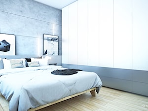APARTAMENT BEMA - Duża biała szara sypialnia, styl nowoczesny - zdjęcie od NA NO WO ARCHITEKCI