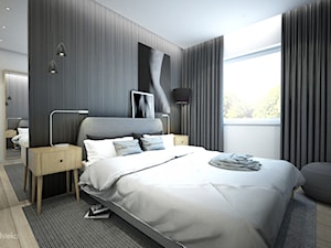 GRAWERSKA WNĘTRZA - Średnia biała szara sypialnia, styl nowoczesny - zdjęcie od NA NO WO ARCHITEKCI