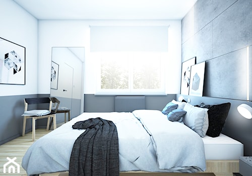 APARTAMENT BEMA - Średnia biała szara sypialnia, styl nowoczesny - zdjęcie od NA NO WO ARCHITEKCI