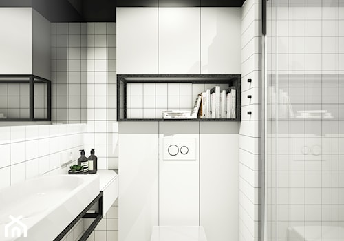 APARTAMENT BEMA - Mała na poddaszu bez okna z lustrem łazienka, styl minimalistyczny - zdjęcie od NA NO WO ARCHITEKCI