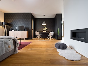 Apartament w Gdańsku - Średni biały czarny salon z jadalnią, styl nowoczesny - zdjęcie od Kasia Gal