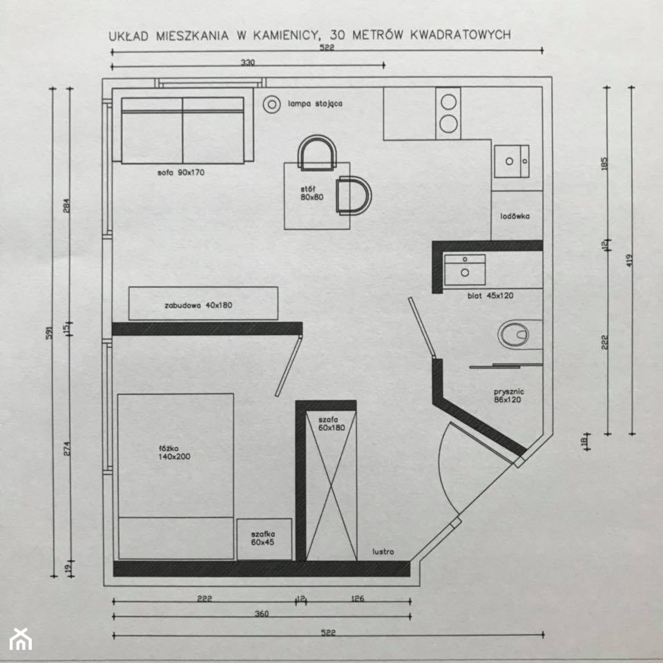 Układ funkcjonalny na 30 metrach kwadratowych - zdjęcie od Kasia Gal - Homebook