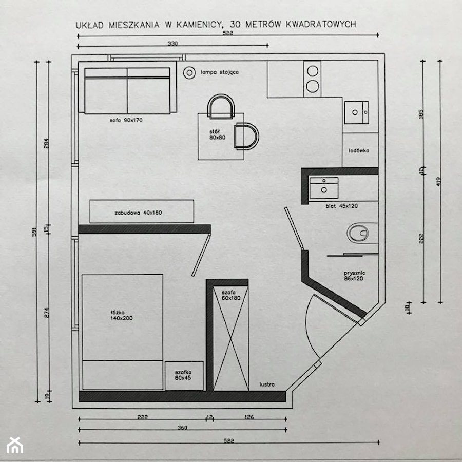 Układ funkcjonalny na 30 metrach kwadratowych - zdjęcie od Kasia Gal