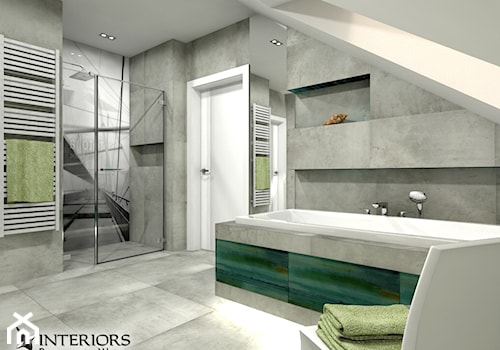 Łazienka Scratch&Laterizio - Średnia na poddaszu łazienka z oknem, styl nowoczesny - zdjęcie od Zieja Interiors Design
