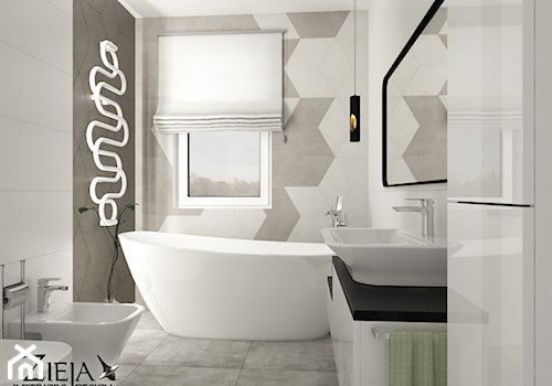 Łazienka Romby - Średnia bez okna z lustrem łazienka, styl nowoczesny - zdjęcie od Zieja Interiors Design