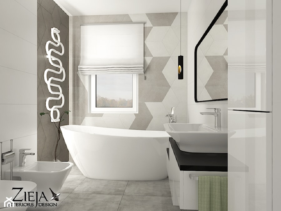 Łazienka Romby - Średnia bez okna z lustrem łazienka, styl nowoczesny - zdjęcie od Zieja Interiors Design