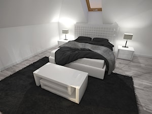 Sypialnia - Średnia biała sypialnia na poddaszu, styl nowoczesny - zdjęcie od Zieja Interiors Design