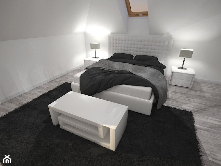 Sypialnia - Średnia biała sypialnia na poddaszu, styl nowoczesny - zdjęcie od Zieja Interiors Design