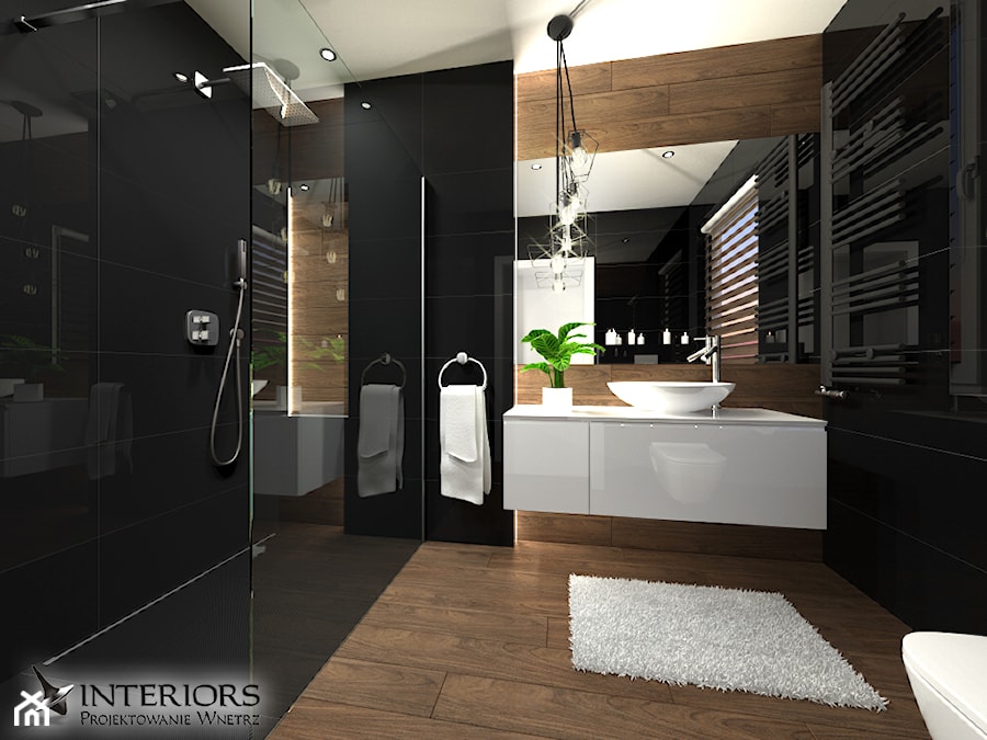 Łazienka Venis Crystal Dark + Hasel Ochra - Średnia bez okna z punktowym oświetleniem łazienka, styl nowoczesny - zdjęcie od Zieja Interiors Design