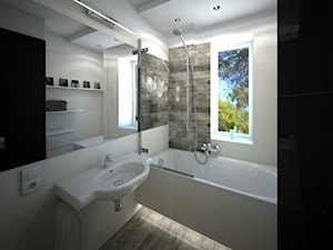 Łazienka Manteia - Średnia z punktowym oświetleniem łazienka z oknem, styl nowoczesny - zdjęcie od Zieja Interiors Design
