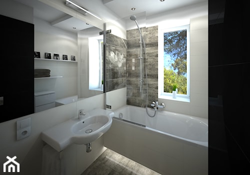 Łazienka Manteia - Średnia z punktowym oświetleniem łazienka z oknem, styl nowoczesny - zdjęcie od Zieja Interiors Design