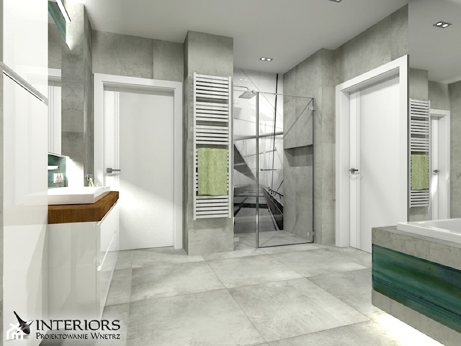 Łazienka Scratch&Laterizio - Średnia na poddaszu bez okna z lustrem łazienka, styl nowoczesny - zdjęcie od Zieja Interiors Design