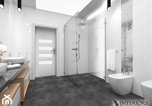 Łazienka Cubica - Średnia bez okna z dwoma umywalkami z punktowym oświetleniem łazienka, styl nowoczesny - zdjęcie od Zieja Interiors Design