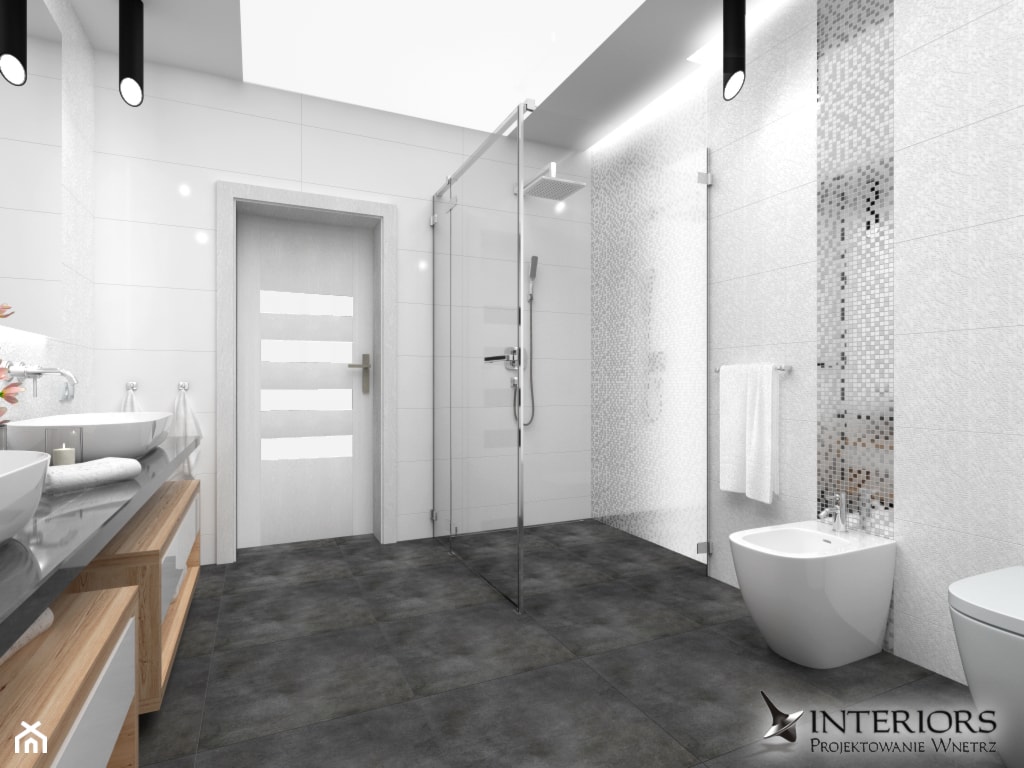 Łazienka Cubica - Średnia bez okna z dwoma umywalkami z punktowym oświetleniem łazienka, styl nowoczesny - zdjęcie od Zieja Interiors Design - Homebook