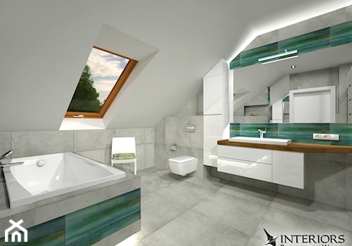 Łazienka Scratch&Laterizio - Średnia na poddaszu z punktowym oświetleniem łazienka z oknem, styl nowoczesny - zdjęcie od Zieja Interiors Design