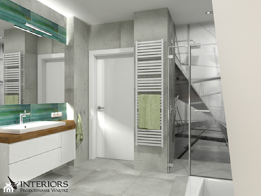 Łazienka Scratch&Laterizio - Średnia na poddaszu bez okna łazienka, styl nowoczesny - zdjęcie od Zieja Interiors Design
