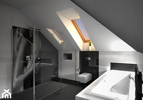 Łazienka Black&White - Średnia na poddaszu łazienka z oknem, styl nowoczesny - zdjęcie od Zieja Interiors Design