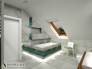 Łazienka Scratch&Laterizio - Duża na poddaszu łazienka z oknem, styl nowoczesny - zdjęcie od Zieja Interiors Design