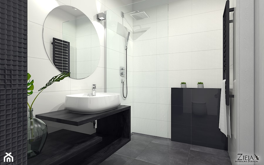 Łazienka Esten - Średnia bez okna z lustrem z punktowym oświetleniem łazienka, styl nowoczesny - zdjęcie od Zieja Interiors Design