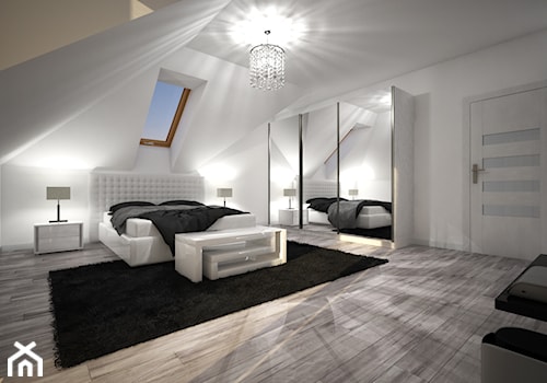 Sypialnia - Duża biała sypialnia na poddaszu, styl nowoczesny - zdjęcie od Zieja Interiors Design