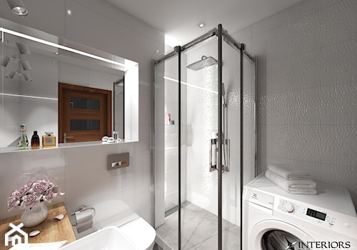 Łazienka Helsinky - Mała bez okna z pralką / suszarką z punktowym oświetleniem łazienka, styl nowoczesny - zdjęcie od Zieja Interiors Design