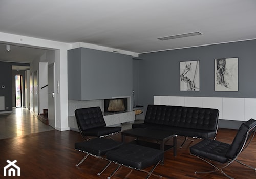 projekt wnętrza domu - Mosina - Średni biały szary salon, styl nowoczesny - zdjęcie od NKW - wnętrza