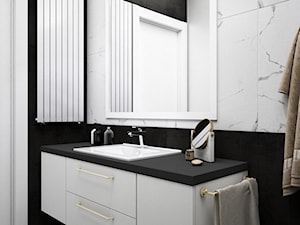 Łazienka w szarościach - Średnia bez okna z lustrem łazienka, styl nowoczesny - zdjęcie od Totius Studio