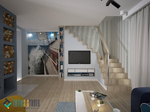 Zabudowa TV pod schodami - zdjęcie od Totius Studio