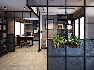 biuro w stylu industrialnym - Średnie białe szare biuro, styl industrialny - zdjęcie od Totius Studio