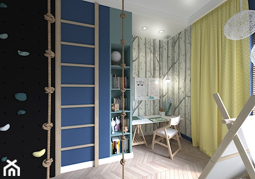 Średni szary niebieski pokój dziecka dla dziecka dla chłopca dla dziewczynki, styl nowoczesny - zdjęcie od Totius Studio