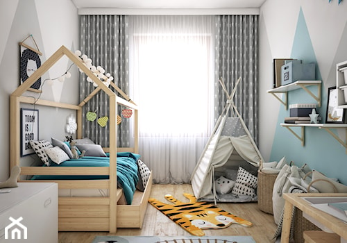 Skandynawski dom z nutą minimalizmu - Średni biały szary pokój dziecka dla dziecka dla chłopca dla d ... - zdjęcie od Totius Studio