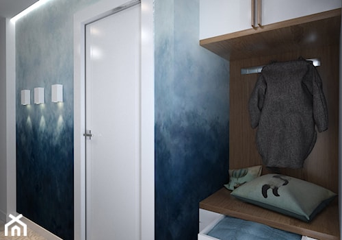 Dom pod Wroclawiem - Średni z wieszakiem niebieski hol / przedpokój, styl nowoczesny - zdjęcie od Totius Studio