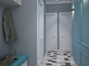 Kolory w mieszkaniu - Średni z wieszakiem szary turkusowy hol / przedpokój, styl nowoczesny - zdjęcie od Totius Studio