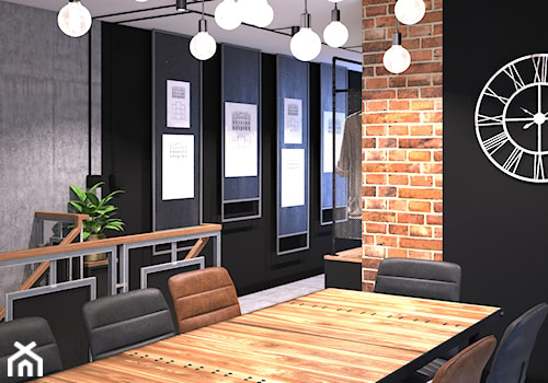 biuro w stylu industrialnym - Średnie czarne szare biuro, styl industrialny - zdjęcie od Totius Studio