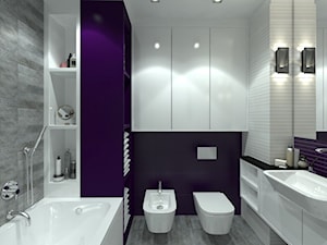 Łazienka z fioletowym akcentem - Średnia na poddaszu bez okna łazienka, styl nowoczesny - zdjęcie od Totius Studio