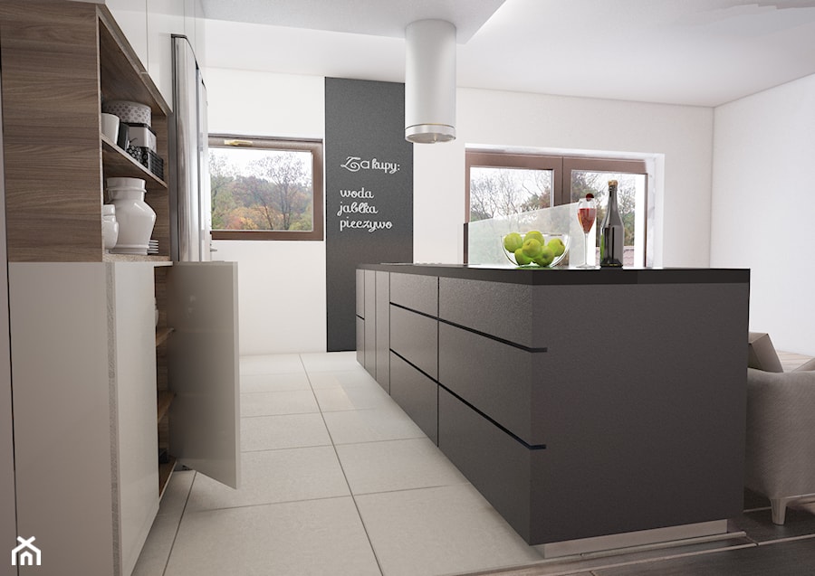 Mieszkanie w czerni, bieli i drewnie - Kuchnia, styl nowoczesny - zdjęcie od Totius Studio