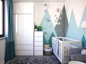 Pokój dla noworodka - Mały biały niebieski pokój dziecka dla dziecka dla chłopca, styl nowoczesny - zdjęcie od Totius Studio