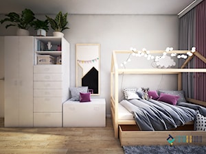 Skandynawski dom z nutą minimalizmu - Duży szary pokój dziecka dla nastolatka dla dziewczynki, styl skandynawski - zdjęcie od Totius Studio